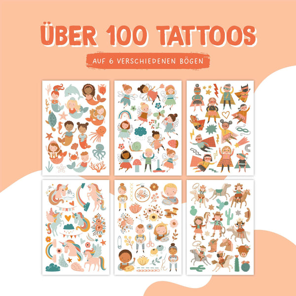 Temporary Tattoos - Fabelwesen und Helden - Kindertattoo Set