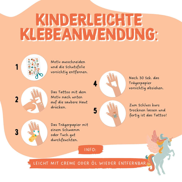 Temporary Tattoos - Fabelwesen und Helden - Kindertattoo Set