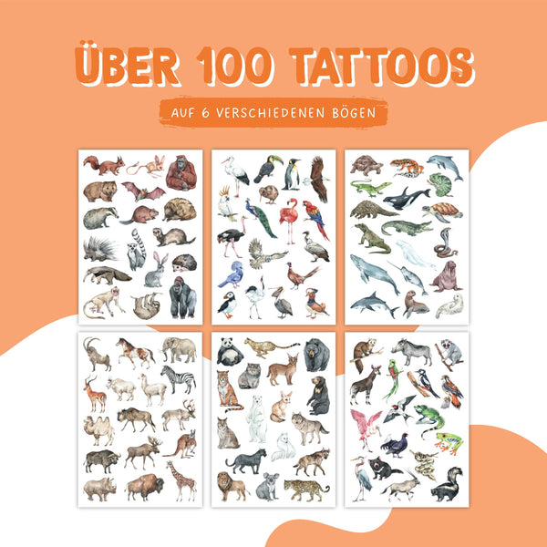 Temporary Tattoos - Tiere der Welt - Kindertattoo Set