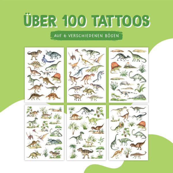 Temporary Tattoos - Welt der Dinos - Kindertattoo Set