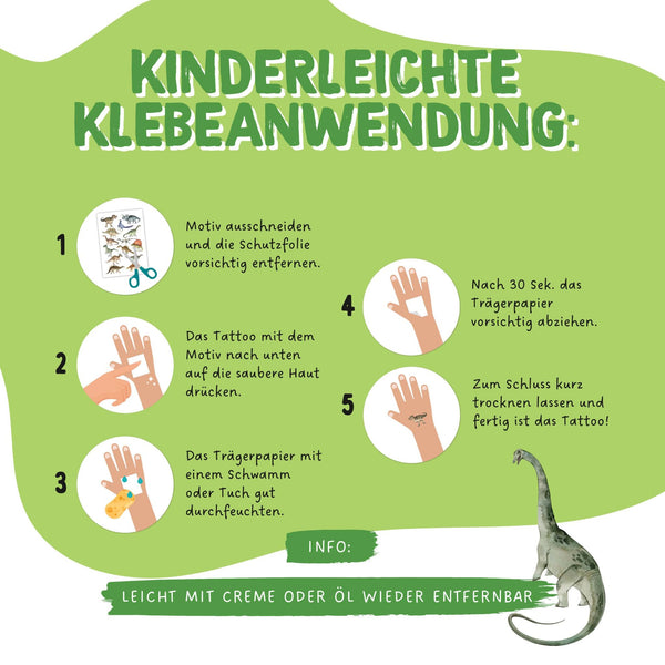 Temporary Tattoos - Welt der Dinos - Kindertattoo Set