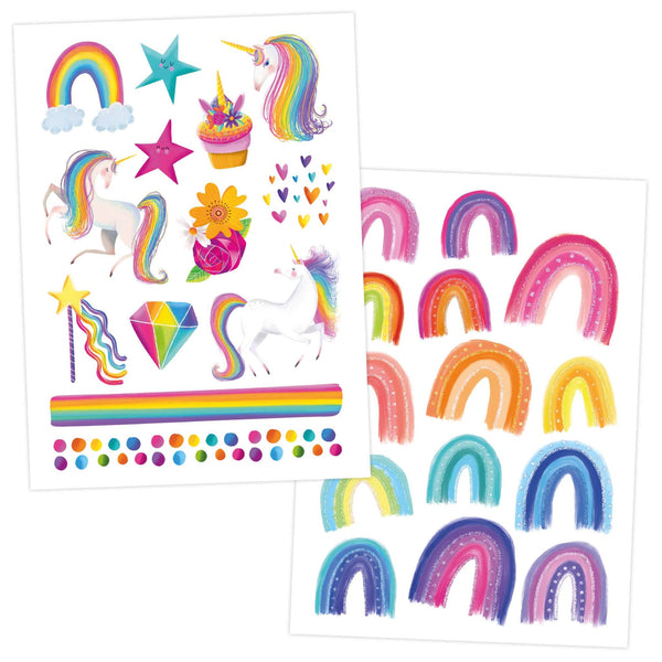 Temporary Tattoos - Metallic Einhorn & Regenbogen - Kindertattoo Set