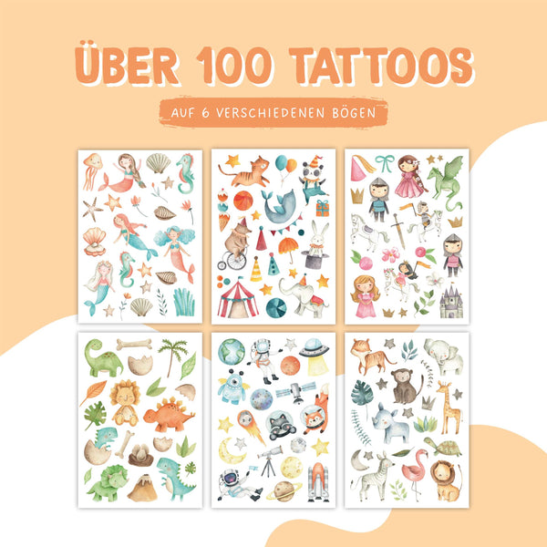 Temporary Tattoos - Bunter Mix - Kindertattoo Set