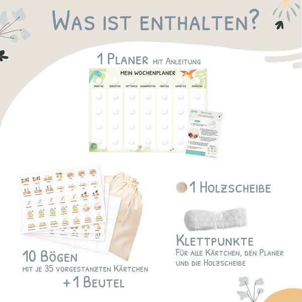 Wochenplaner Kinder inkl. 350 Routinekärtchen | Dino