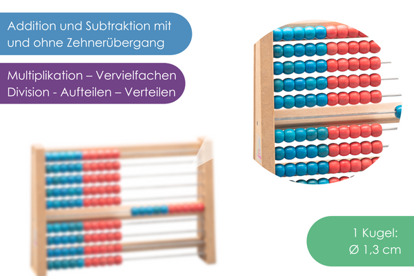 Rechenrahmen Abakus in 2 Farben rot-blau