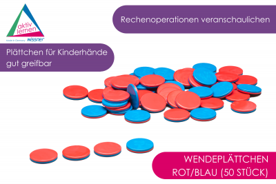 Wendeplättchen Rot-Blau 50 Stück