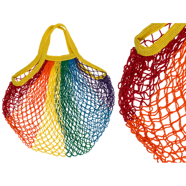 Einkaufsnetz mit Griff in Regenbogenfarben