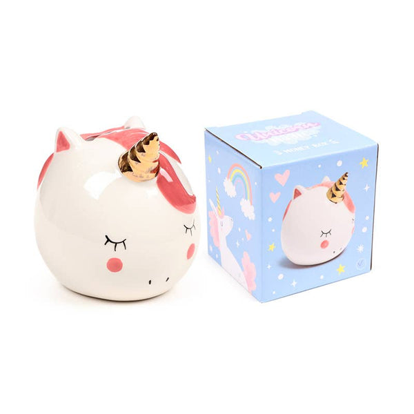 Keramik-Spardose Regenbogen Einhorn | Unicorn Money Bank