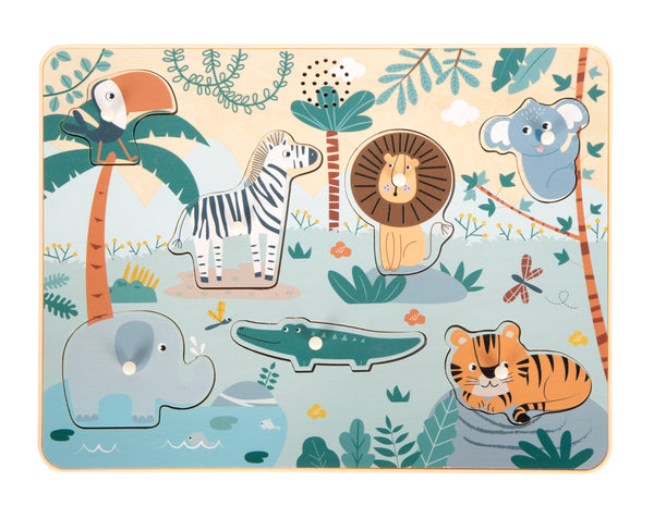 Setzpuzzle Tierlaute "Safari" | Kleinkindpuzzle Holz