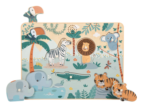 Setzpuzzle Tierlaute "Safari" | Kleinkindpuzzle Holz