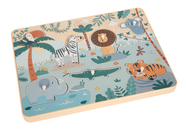 Setzpuzzle Tierlaute "Safari" | Kleinkindpuzzle Holz