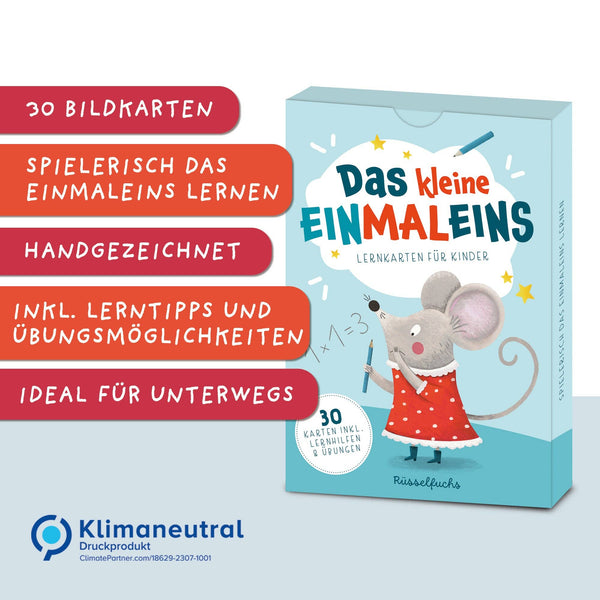 Einmaleinskarten mit Zahlenreihen 1-10 inkl. Lerntipps & Übungen