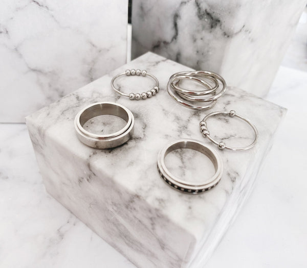 Klassischer Antistressring 5 Kugeln Stahl