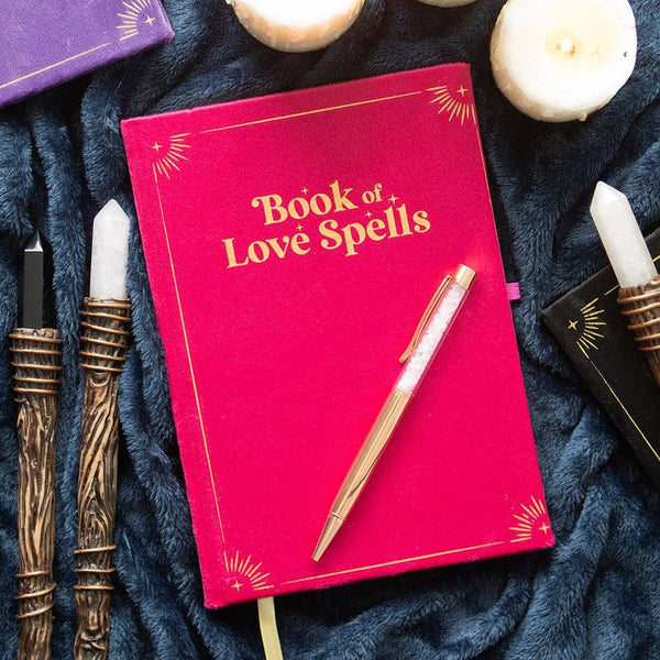 Book od Love Spells - Tagebuch mit Rosenquarz-Stift