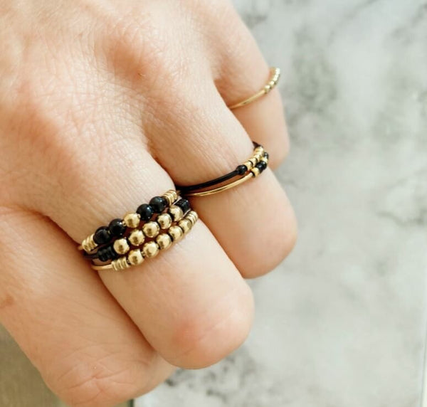 Antistressring *Palm Gold & Black Steel*