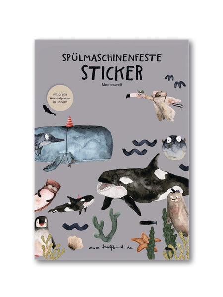 Spülmaschinenfeste Aufkleber "Meereswelt" Sticker Set