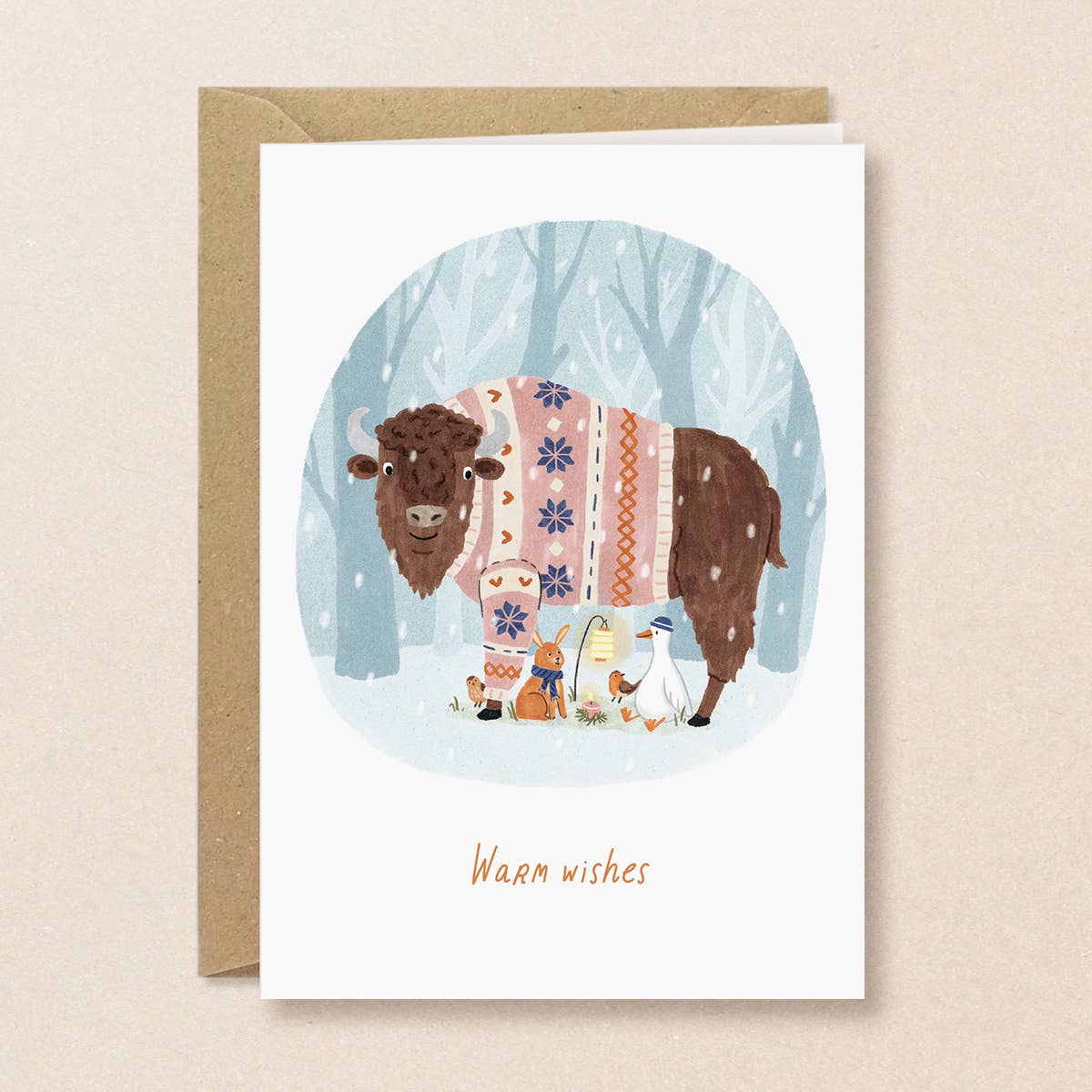 Weihnachtskarte *warm wishes * Bison