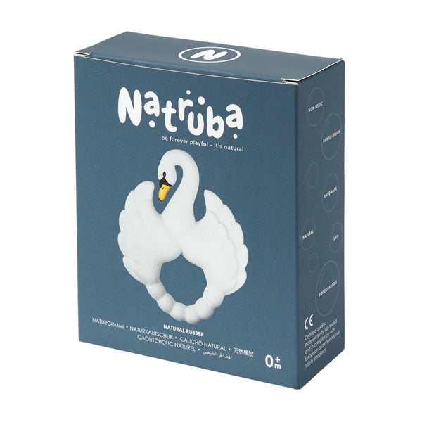 Beißring aus Naturkautschuk Swan - Weiß