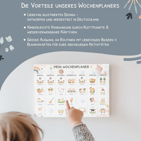 Wochenplaner Kinder inkl. 350 Routinekärtchen | Einhorn