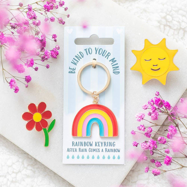 Schlüsselanhänger Be kind to your mind  – Regenbogen