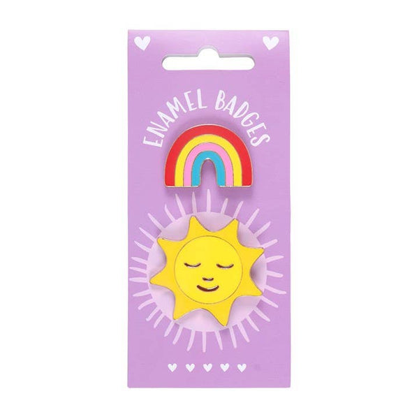 Set mit 2 Regenbogen- und Sonnenpins