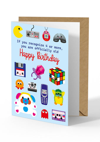 Grußkarte *Happy Birthday* Retro 80er & 90er