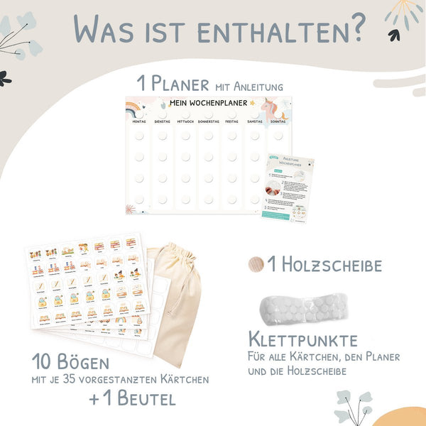 Wochenplaner Kinder inkl. 350 Routinekärtchen | Einhorn