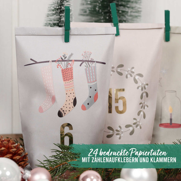 Adventskalender Papierbeutel Hygge