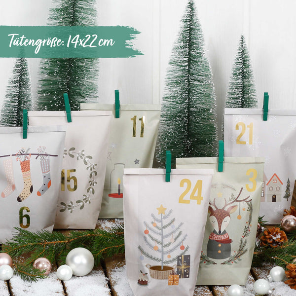 Adventskalender Papierbeutel Hygge