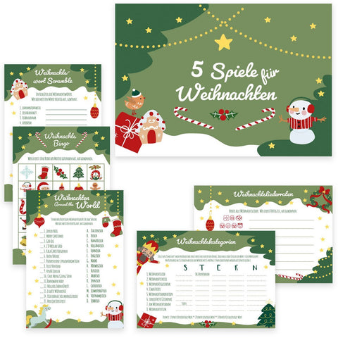 Weihnachtsspiele-Set Tannengrün
