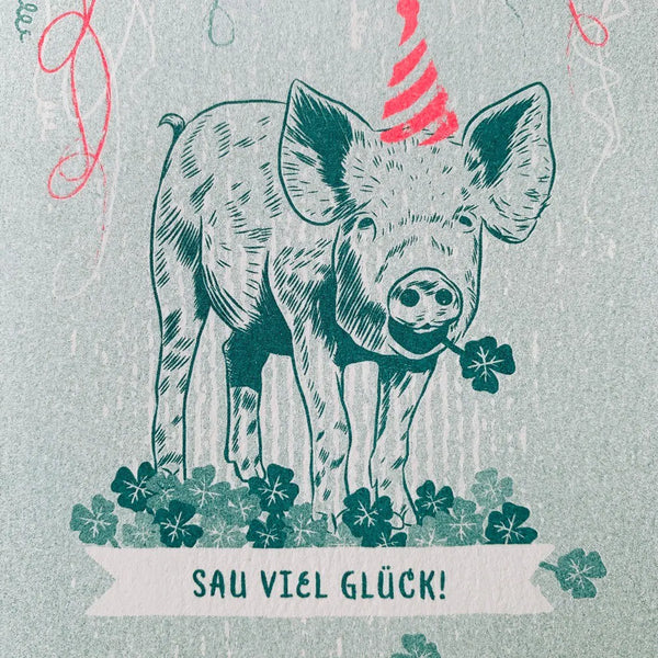 Grußkarte *Sau viel Glück!* LOVELY BEASTS Piggy