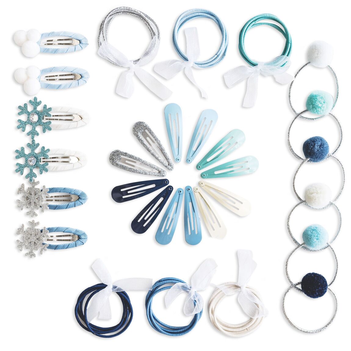 Haarschmuck * Schneeflocke * Set (Haarspangen + Haargummis)