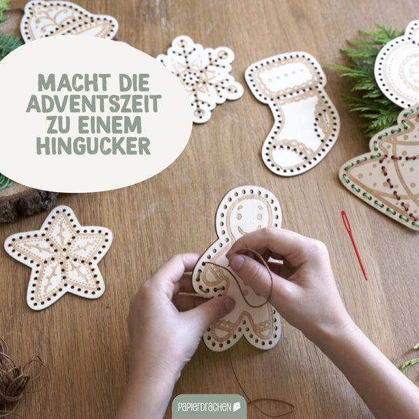 DIY Fädelset aus Holz - Weihnachtsanhänger