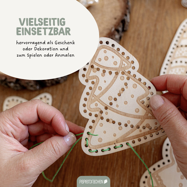 DIY Fädelset aus Holz - Weihnachtsanhänger