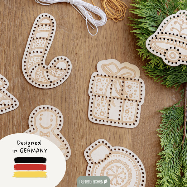 DIY Fädelset aus Holz - Weihnachtsanhänger