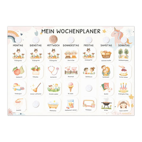 Wochenplaner Kinder inkl. 350 Routinekärtchen | Einhorn