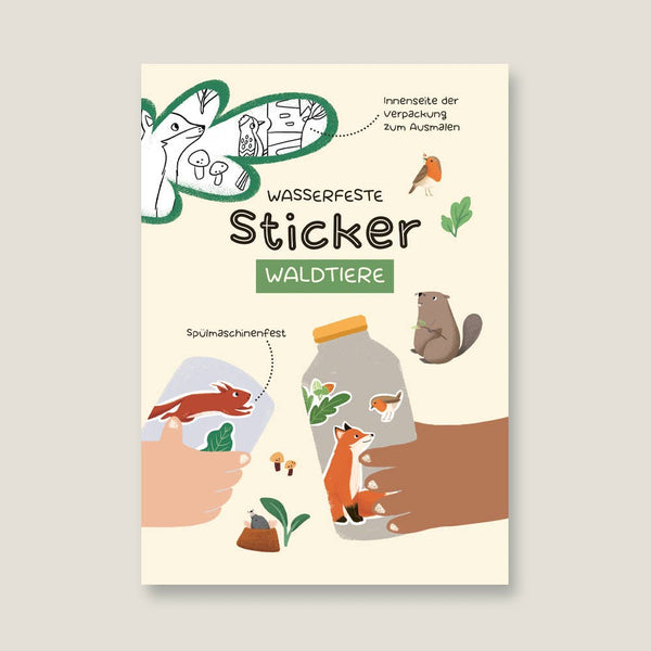 Wasser- und Spülmaschinenfeste Sticker WALDTIERE