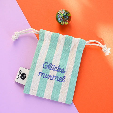 Glücks-Murmel aus Muranoglas im Stoffbeutel