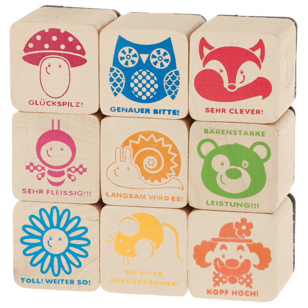 Holzstempel Belobigung 9er Set