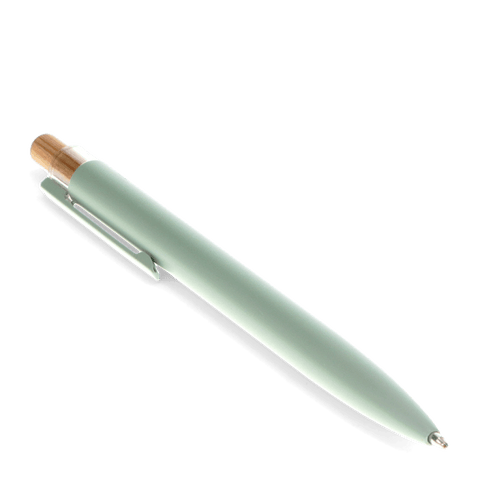 Recycelter Kugelschreiber mit Bambusknopf | Mint green