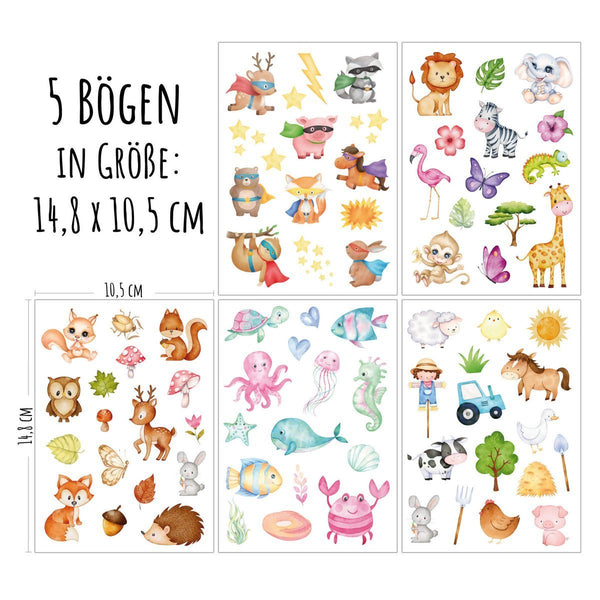 Kindertattoo Set - Tiere - Temporary Tattoos