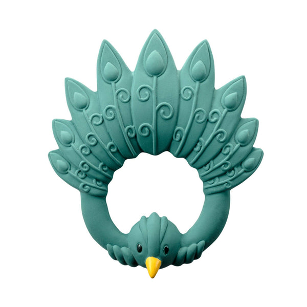 Beißring aus Naturkautschuk Pfau – Grün
