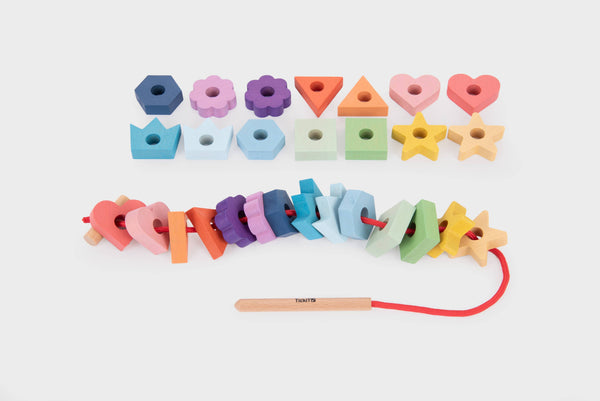 Rainbow Wooden Lacing Shapes | Fädelspiel aus Holz