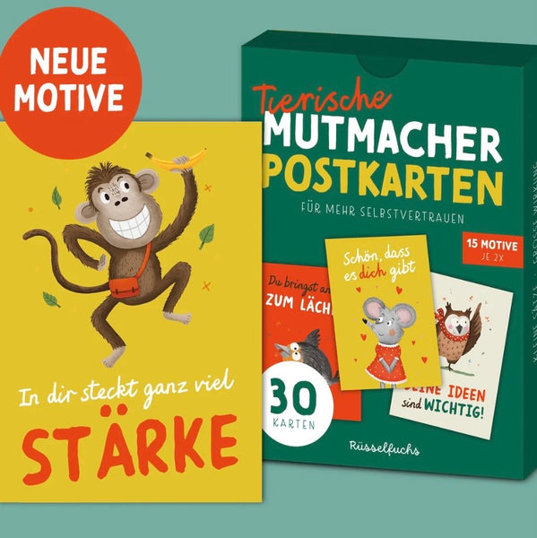 Mutmacher-Postkarten tierische Bildmotive | 30 Karten
