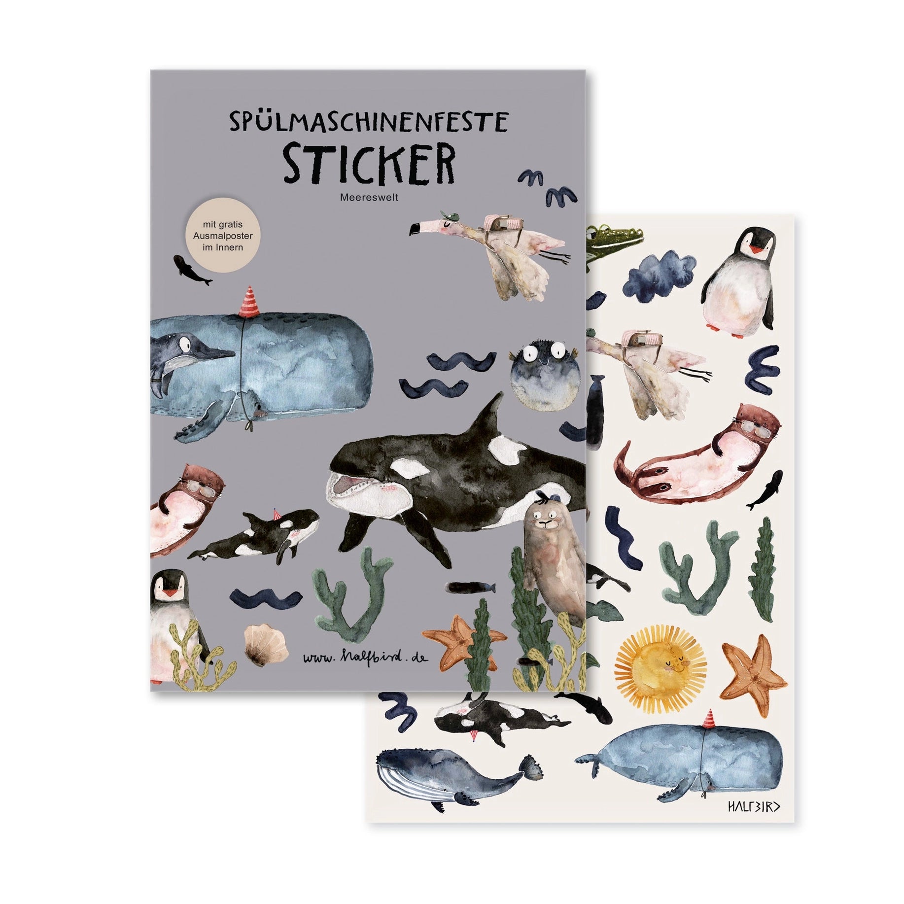 Spülmaschinenfeste Aufkleber "Meereswelt" Sticker Set