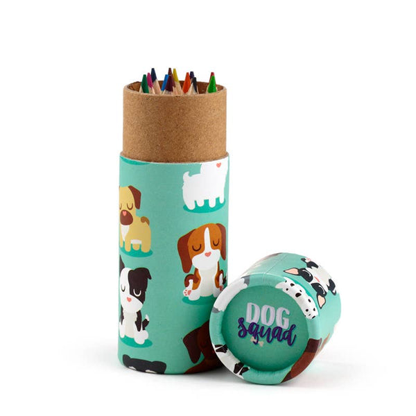 Dog Squad Box mit 12 Buntstiften