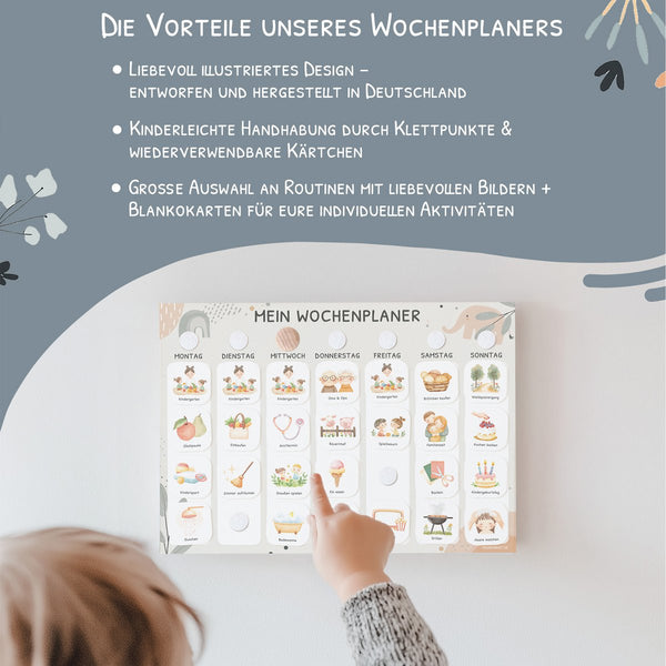 Wochenplaner Kinder inkl. 350 Routinekärtchen | Elefant