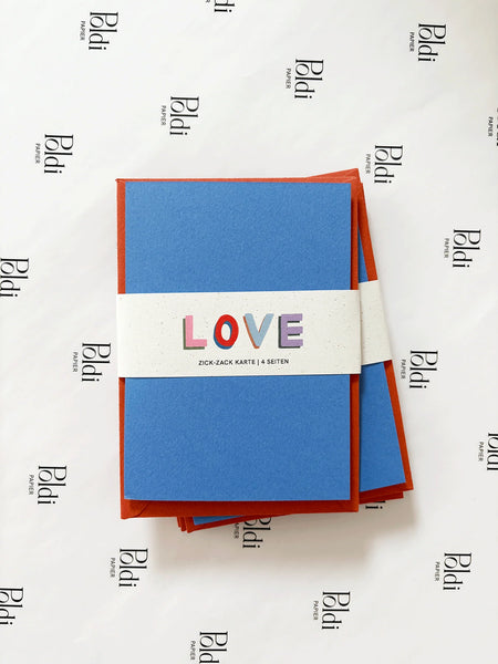 LOVE, Zick-Zack Karte mit Kuvert