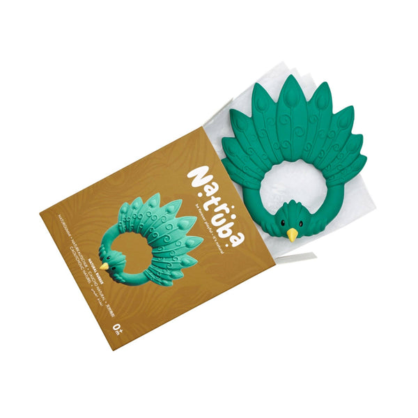 Beißring aus Naturkautschuk Pfau – Grün