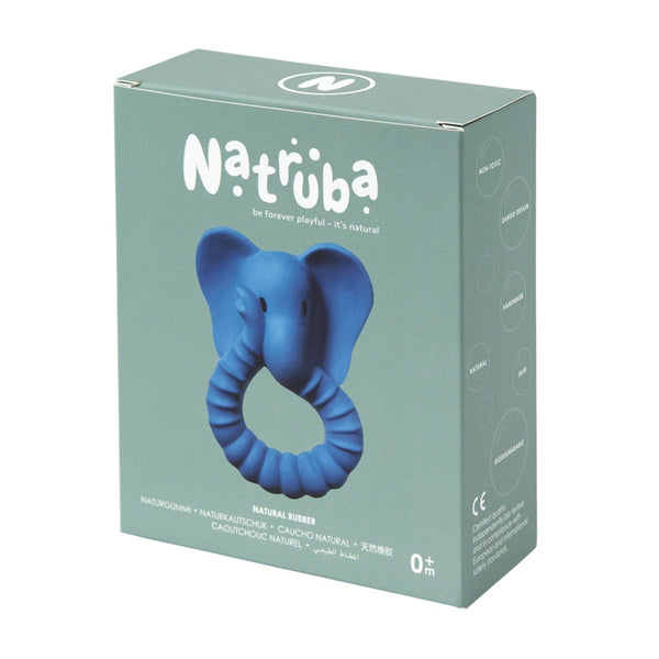 Beißring aus Naturkautschuk Elefant – Blau